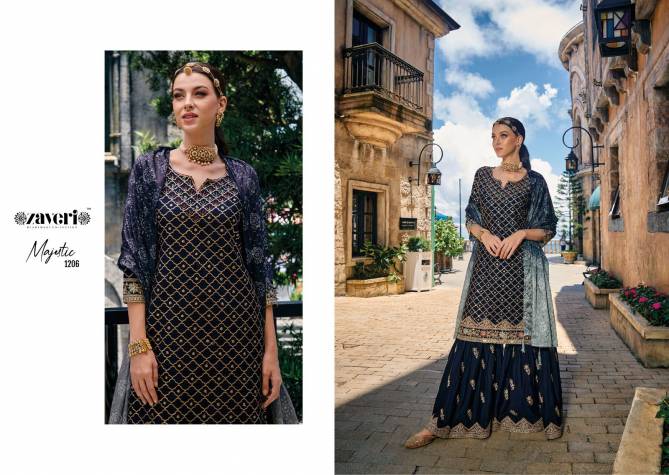Majestic By Zaveri Sharara Readymade Suits Catalog
